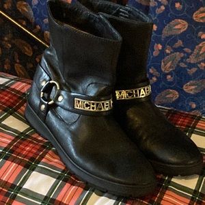 Michael  Kors short black leather western boots size 8 med nice